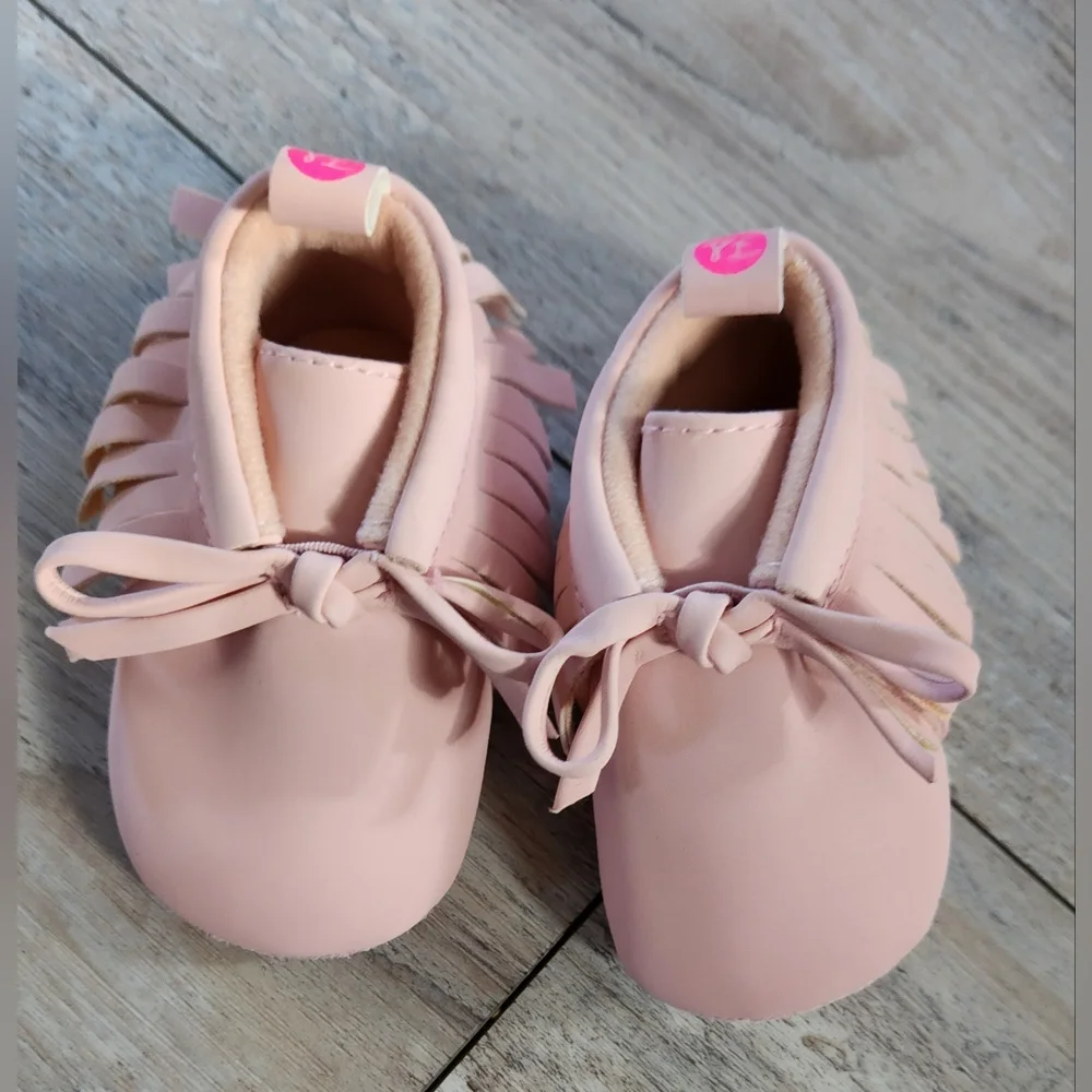 First Steps Baby Girl Soft Pink Moccasin Shoes